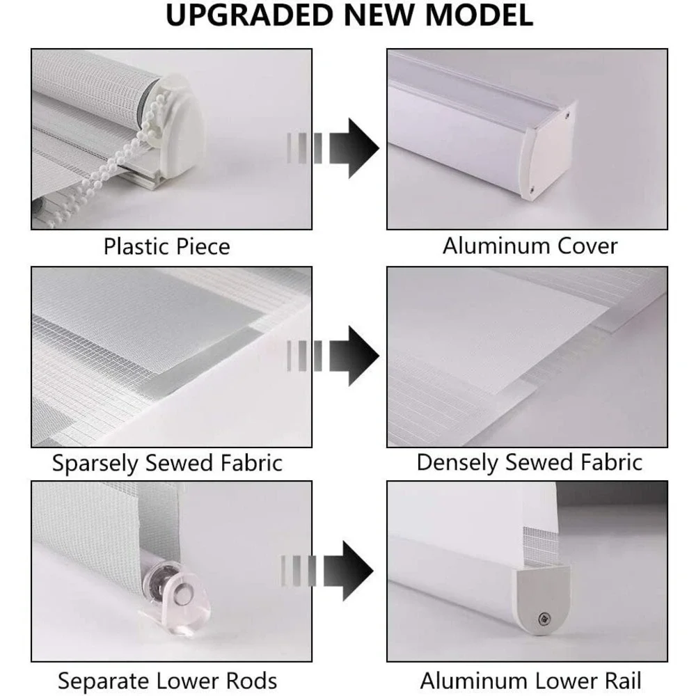 LUCKUP Zebra Blind 24x72 White Dual Roller Shade‎ Day Night Valance Polyester